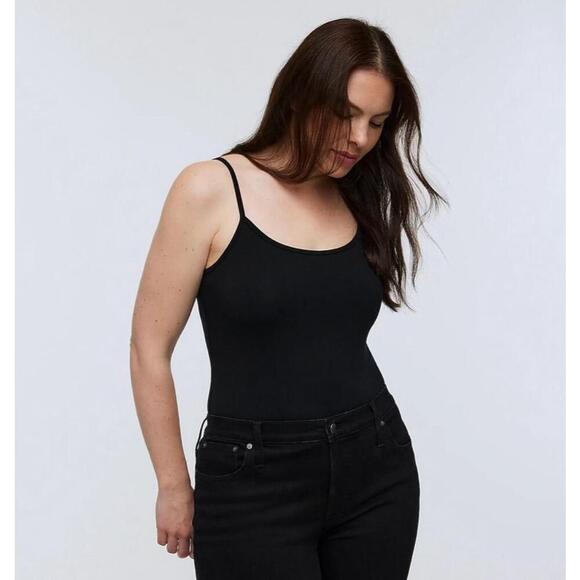 Madewell Tank Thong Bodysuit in true black size medium NWT - Picture 2 of 13